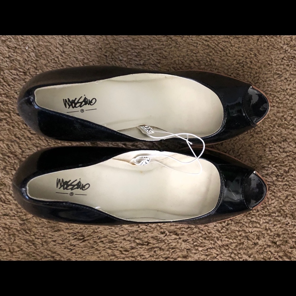 Patten leather look heels